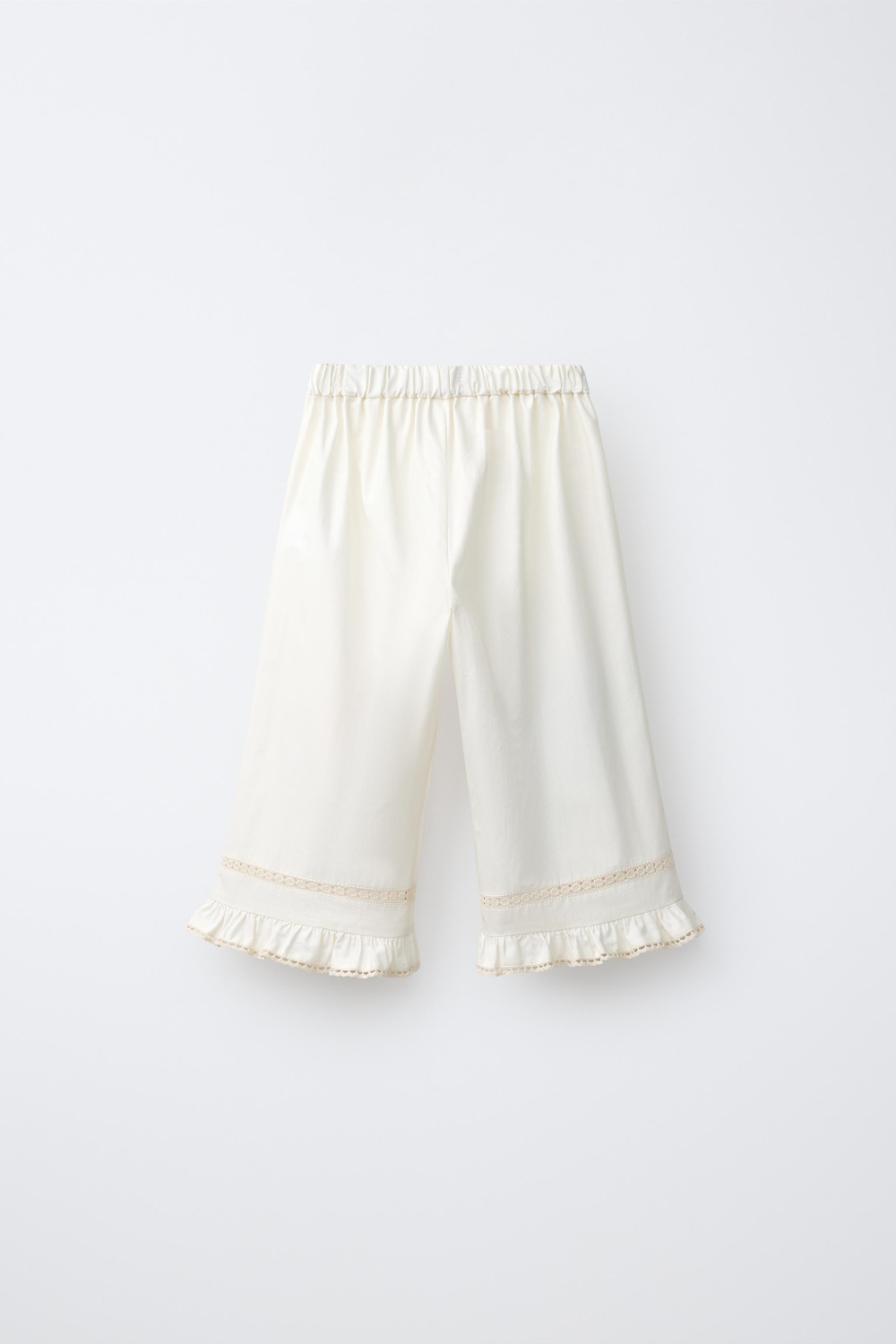 ZARA БРЮКИ WIDE LEG С ЦВЕТОЧНЫМ ПРИНТОМ, ЭКРЮ