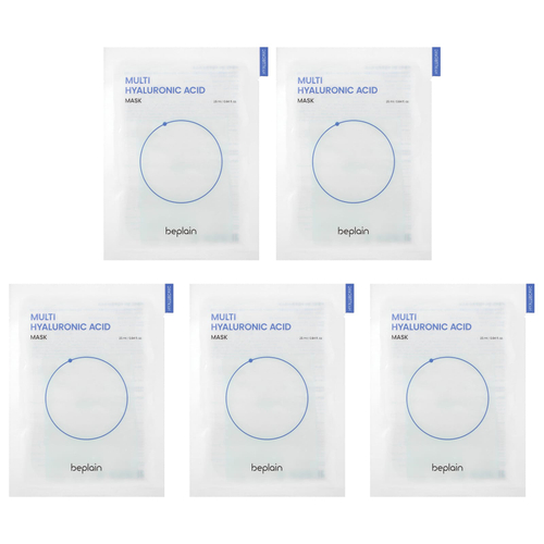 Beplain, Косметическая маска с мультигиалуроновой кислотой, 5 листовых масок, 25 мл (0,84 жидк. унц.)