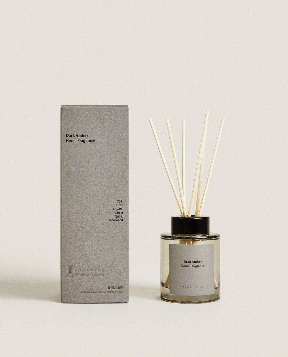 Zara Home DARK AMBER REED DIFFUSERS — ароматический диффузор с тростниковыми палочками, Темный Янтарь, 100 мл