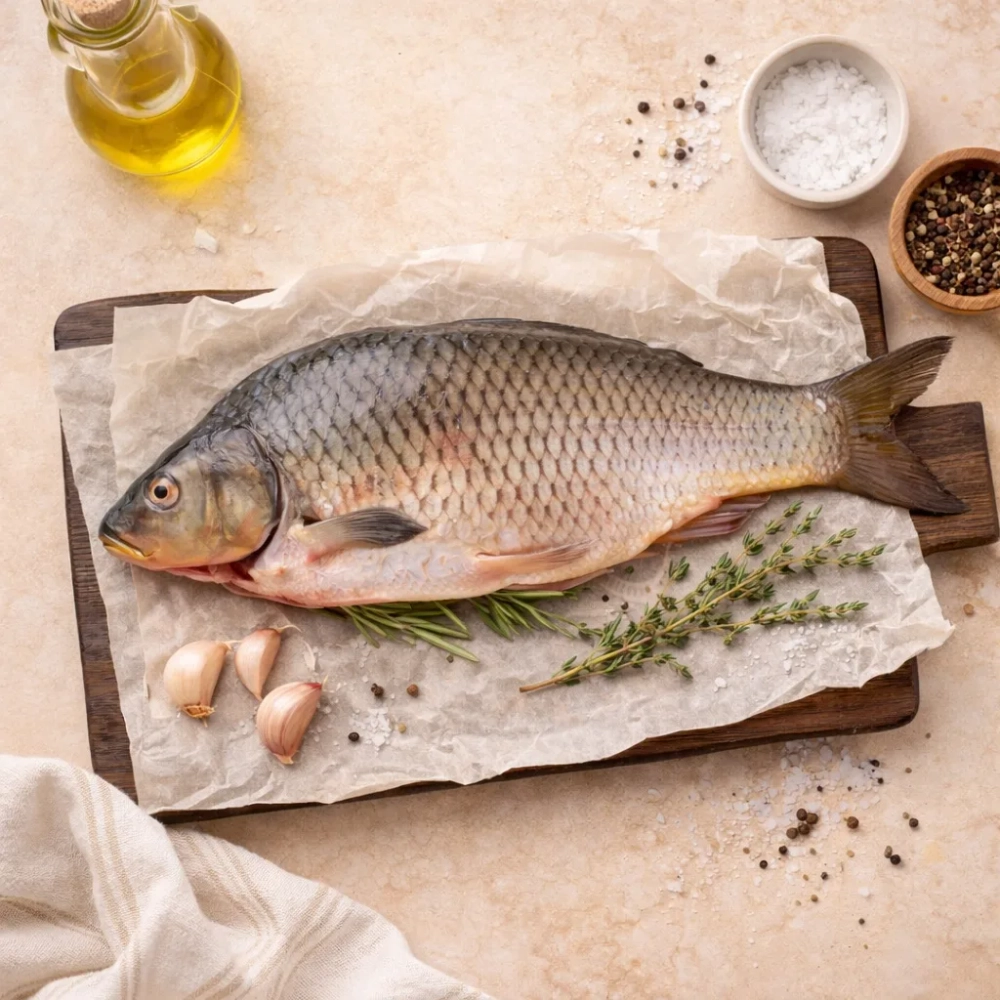 Карп потрошеный свежемороженый без чешуи