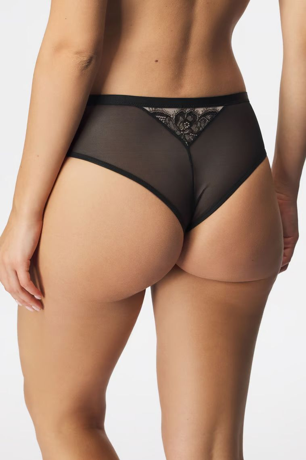 Трусики-бразилиана Divine со средней линией талии (Размер: 44) (Цвет: черный с бежевым)