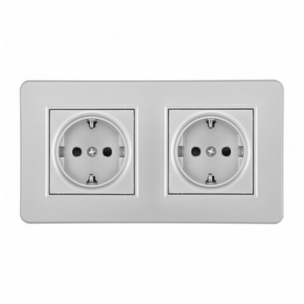 Розетка с заземлением и со шторкой Arte Milano SET16-2 SET16-2-40-1x2 silver