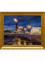 Картина маслом "Санкт- Петербург. Ростральные колонны" Артемис