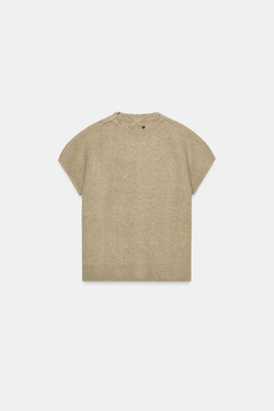 ZARA ДЖЕМПЕР С ОТДЕЛКОЙ НА ПЛЕЧАХ, ЭКРЮ/ХАКИ