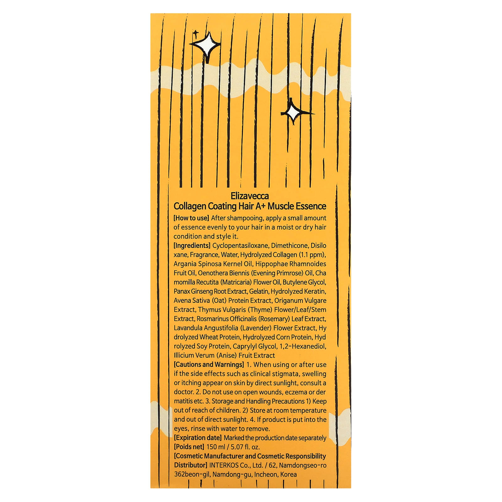 Elizavecca, Коллаген CER-100 для покрытия волос A и мышц, 150 мл (5,07 жидк. унц.)
