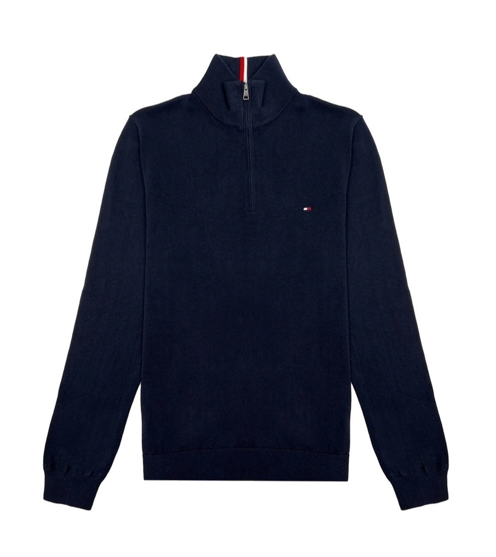 Свитер Tommy Hilfiger Solid Logo Quater-Zip Navy