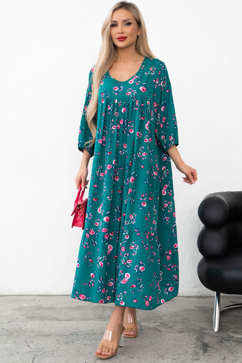 Платье Серенада (изумруд/фуксия) Р11-1044/18 Nikol (Акция)