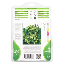 Светодиодная лента для растений ЭРА FITO-Strip Light-Rа90-300LED-5m-12V-IP65 полного спектра 5м IP65 с адаптером 12В