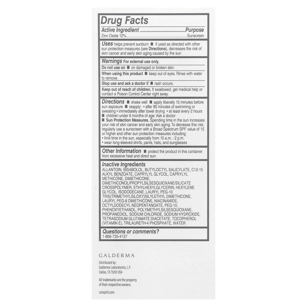 Cetaphil, Чистое минеральное жидкое солнцезащитное средство для лица, SPF 50, 50 мл (1,7 жидк. унц.)