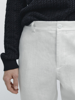 Massimo Dutti Зауженные льняные брюки, белый