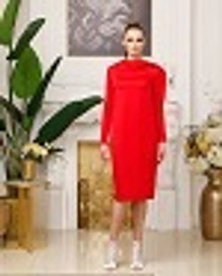 07-01-21 FW Креповое платье с воротником с защипом, красный XL