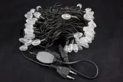 Светодиодная нить Шишки 10 м., 220V, 100 разноцветных LED ламп, черный каучук, соединяемая, Winner Light (m.01.7B.100+2,5B)