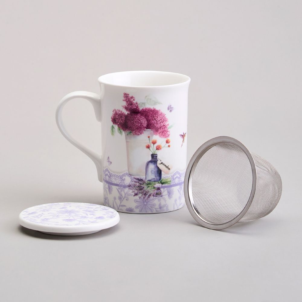 КРУЖКА ЗАВАРОЧНАЯ С МЕТАЛЛ. СИТОМ И ФАРФОР. КРЫШКОЙ 320 МЛ