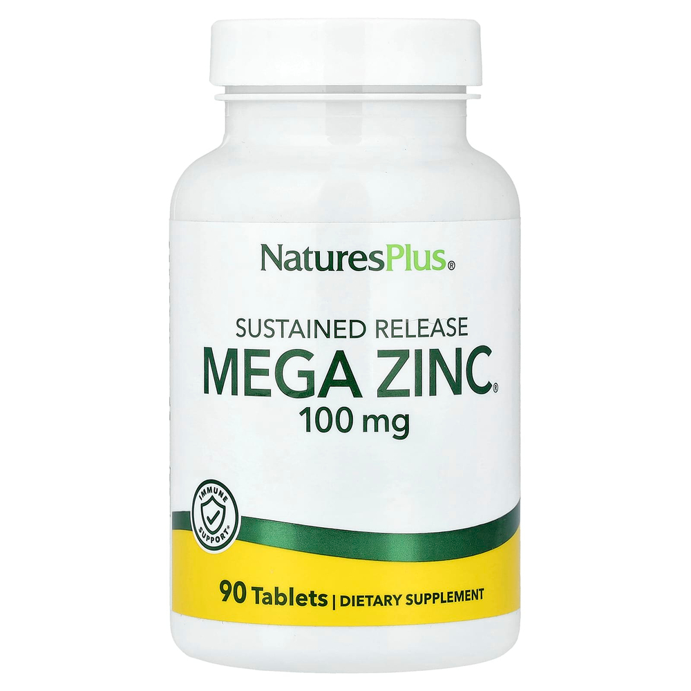 NaturesPlus, Mega Zinc®, длительное высвобождение, 100 мг, 90 таблеток