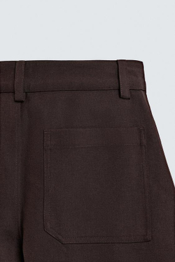 ZARA БРЮКИ BALLOON FIT С ЗАЩИПАМИ, БУРГУНДИ