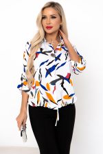 Блуза Мэри (белый/принт) Б11-129 Nikol (Акция)