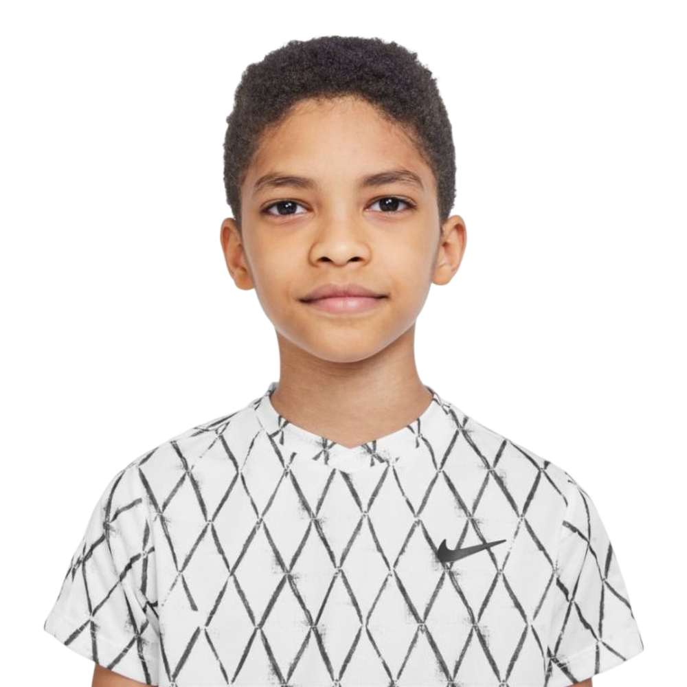 Футболка для мальчика теннисная Nike Court Dri-Fit Victory SS Top Printed - белый
