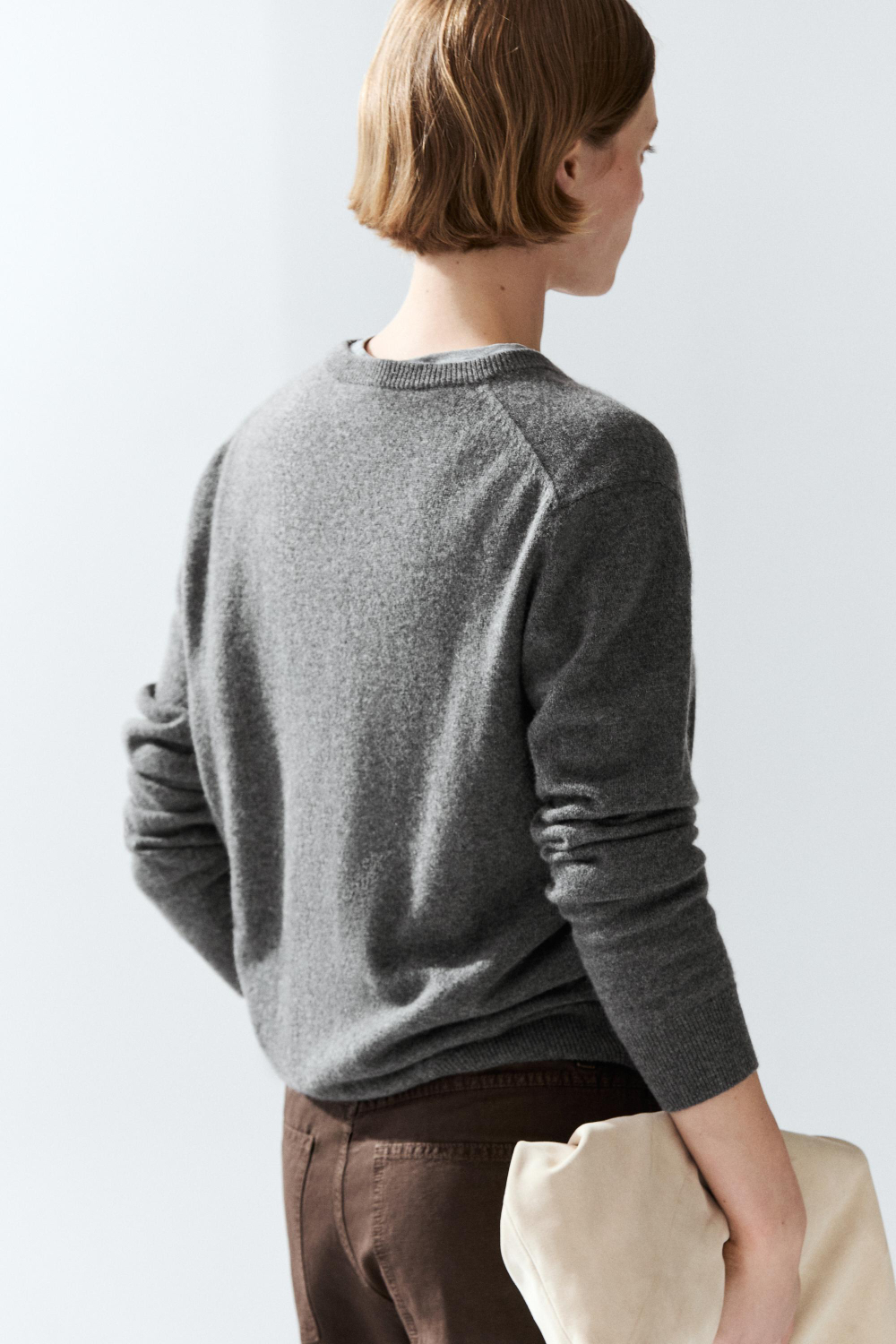Massimo Dutti Свитер из 100% кашемира с длинными рукавами, серый