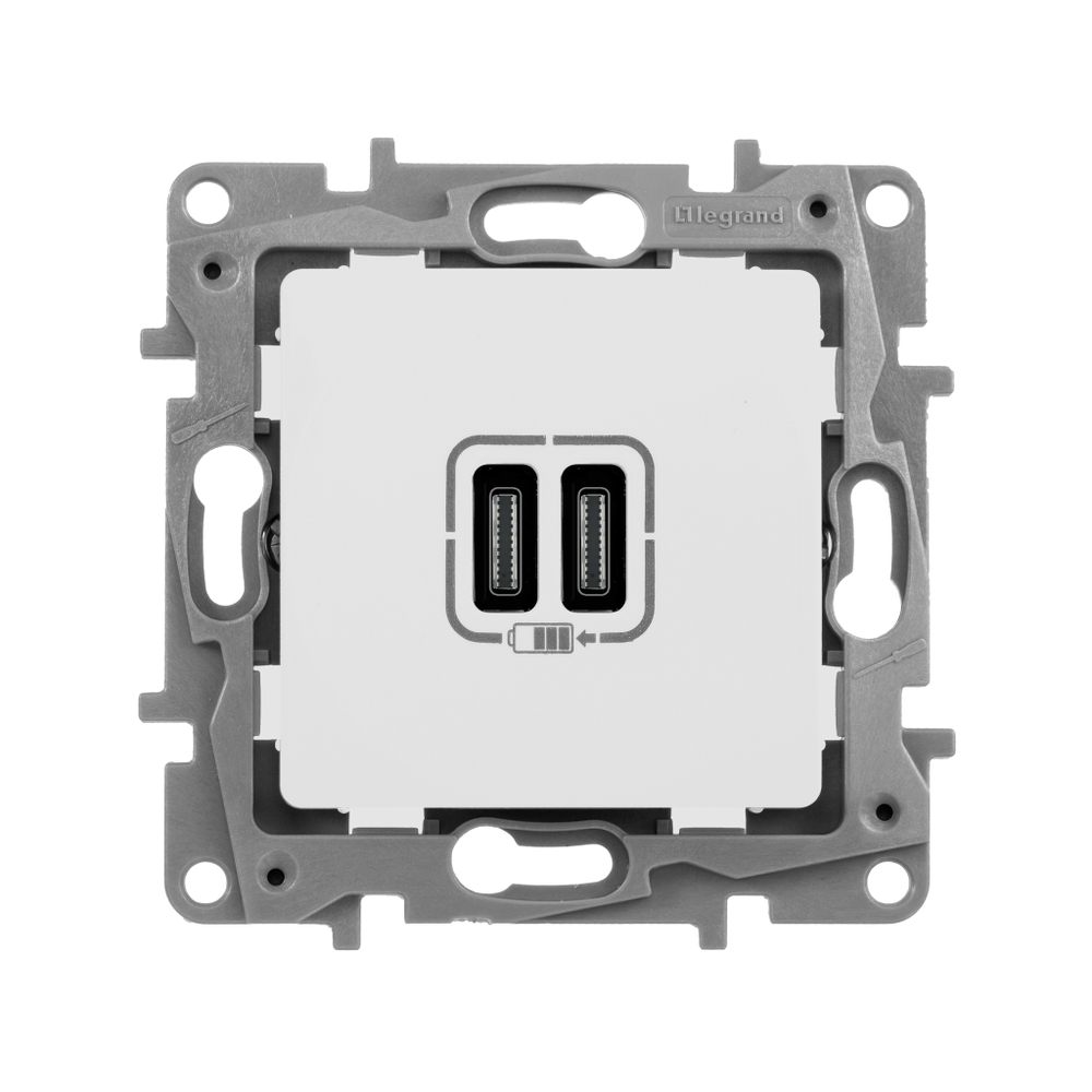 Розетка USB тип С / тип С 3000мА 15Вт - слоновая кость ETIKA Legrand