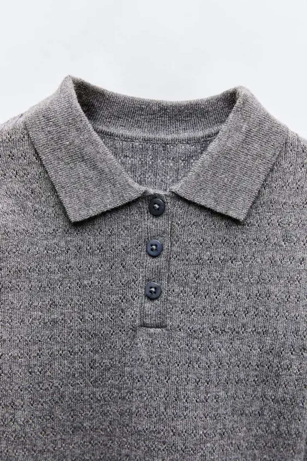 ZARA АЖУРНЫЙ СВИТЕР, СЕРЫЙ С МЕЛАНЖЕВЫМ ЭФФЕКТОМ