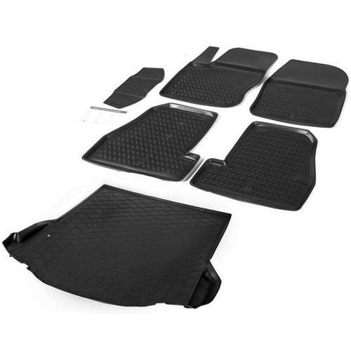 Коврики в салон и багажник автомобиля (комплект) Rival для Ford Focus III поколение седан 2011-2019, полиуретан, с крепежом, 6 частей, K11801003-4