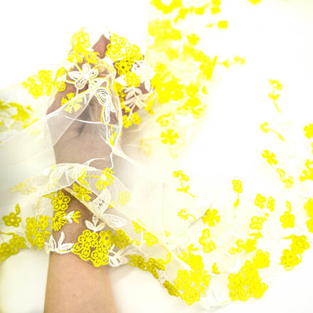 Вышивка на сетке ЖЕЛТЫЕ ЦВЕТЫ, 32см