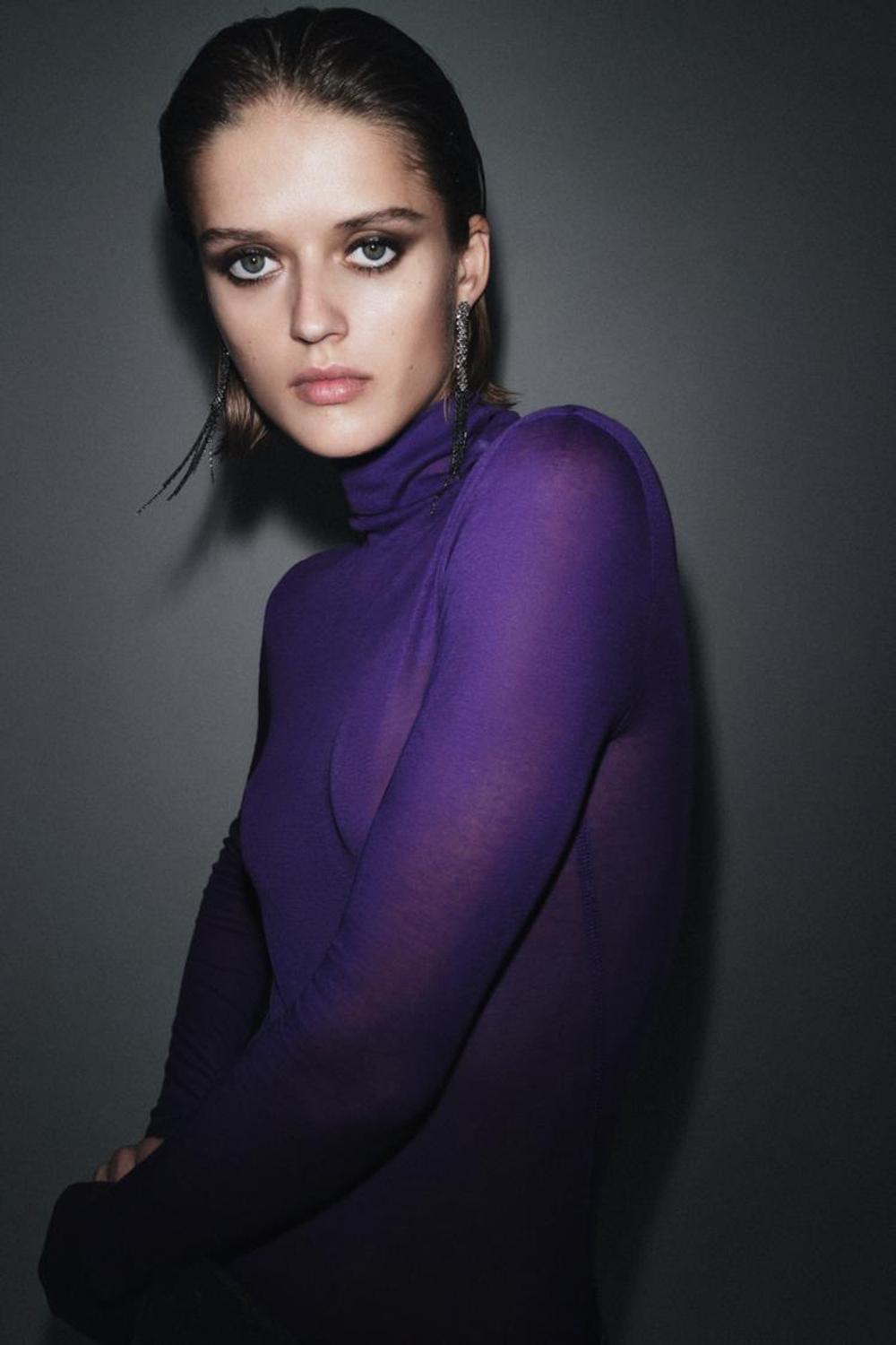 ZARA ФУТБОЛКА ИЗ ХЛОПКА SUPIMA®, ФИОЛЕТОВЫЙ