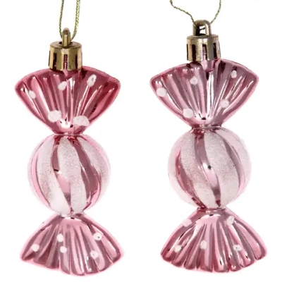 Ёлочные игрушки «Таинственное очарование» Конфетки 8 см (набор 2шт), розовое золото