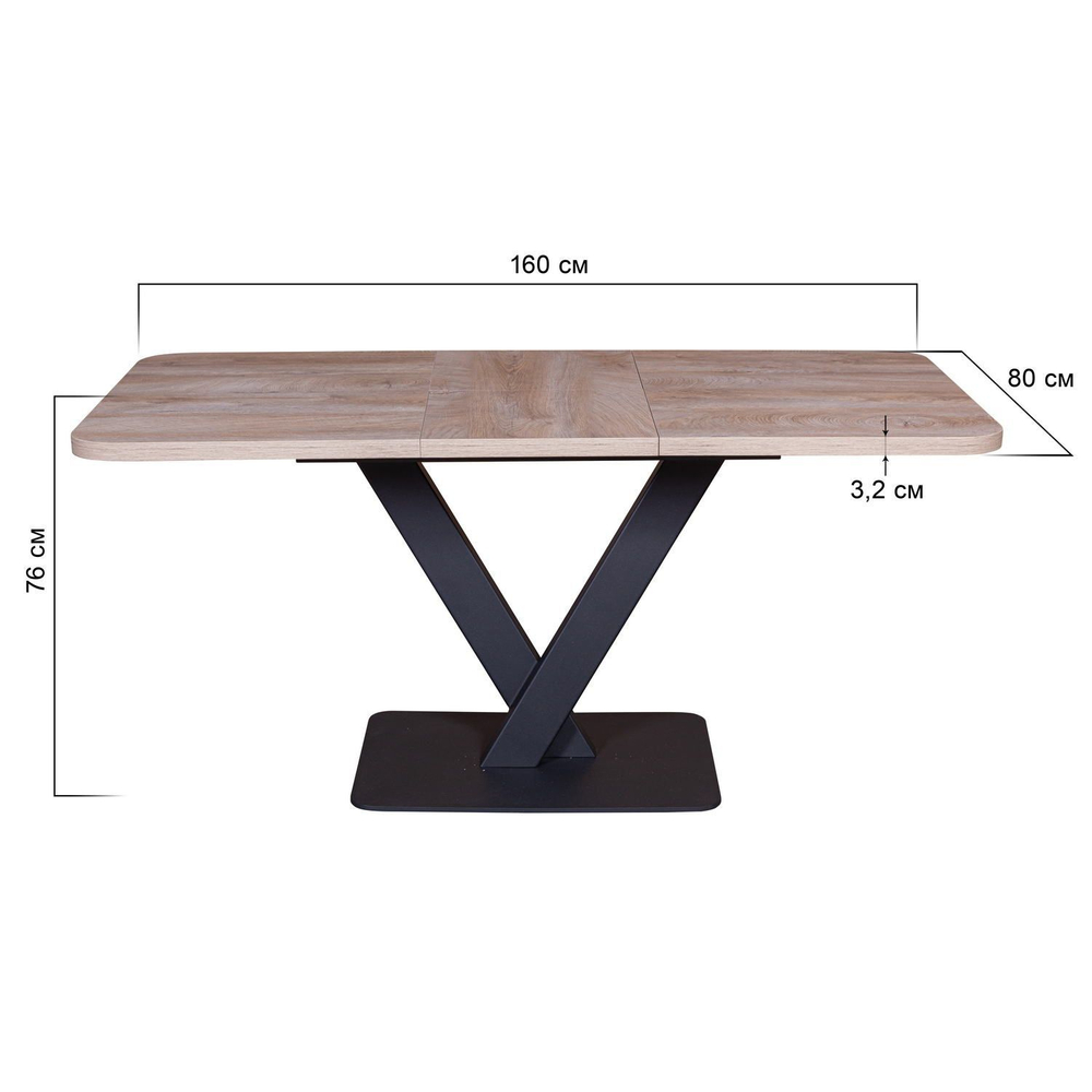 Стол Chester раздвижной  (120+40) дуб эндгрейн, опоры черные