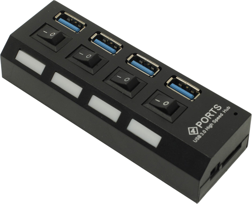 Smartbuy <SBHA-7304-B> 4-port USB3.0  Hub  с выключателями