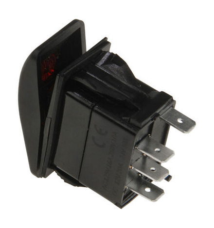 Переключатель двухпозиционный (ON)-ON 12В/20А 4Р с подсветкой без фиксации 1 положения