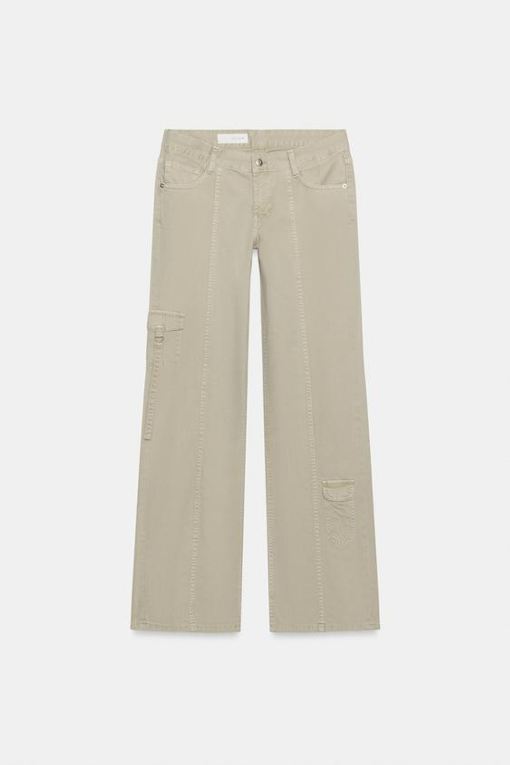 ZARA БРЮКИ КАРГО С ОТСТРОЧКОЙ, КАМЕННО-СЕРЫЙ