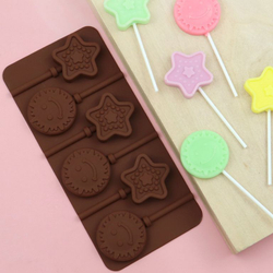 Силиконовая форма для леденцов «Солнце и звезды», 6 ячеек