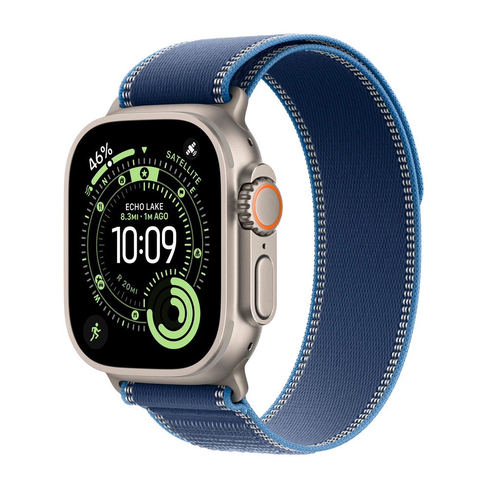 Умные часы Apple Watch Ultra 3 (2025) GPS + Cellular, 49mm, Natural Titanium Case with Blue/Bright Blue Trail Loop, S/M