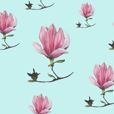 Магнолии на мятном фоне