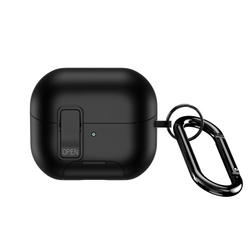 Усиленный чехол черного цвета для наушников Samsung Buds3, 3 Pro и 3 FE, серия SECQ Series (с подставкой и карабином) от Dux Ducis