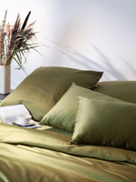 Комплект постельного белья из премиального сатина оливкового цвета из коллекции essential, 150х200 с