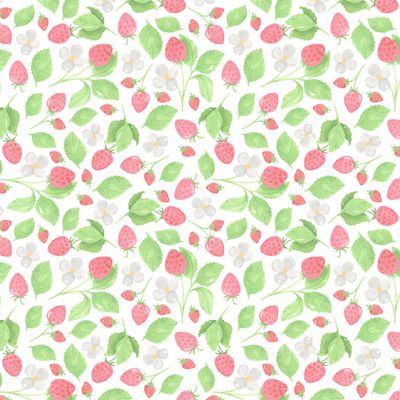 Клубничная поляна. Земляника, ягодный принт