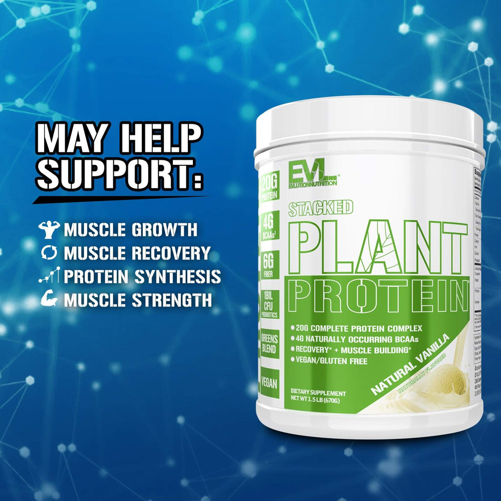 EVLution Nutrition, Stacked Plant Protein, натуральная ваниль, 670 г (1,5 фунта)