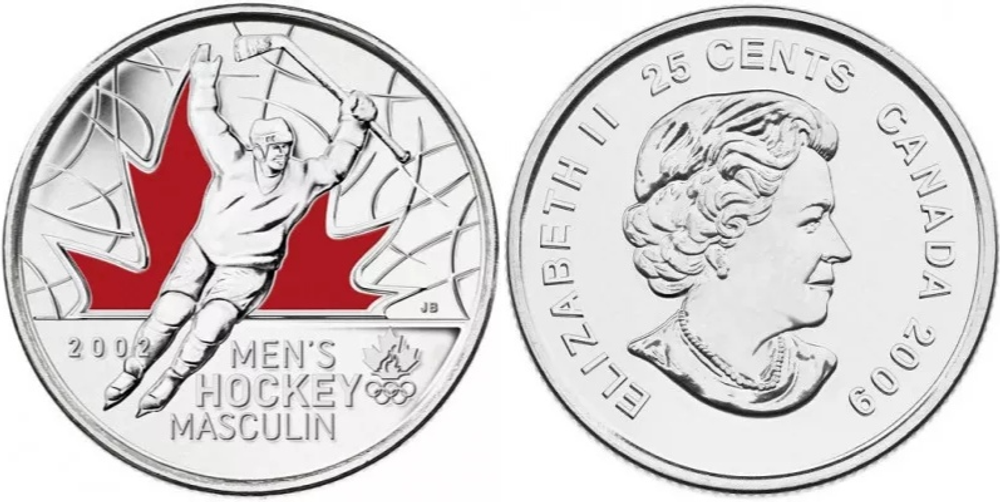 Канада 25 центов, 2009 Мужская сборная по хоккею, Цветная