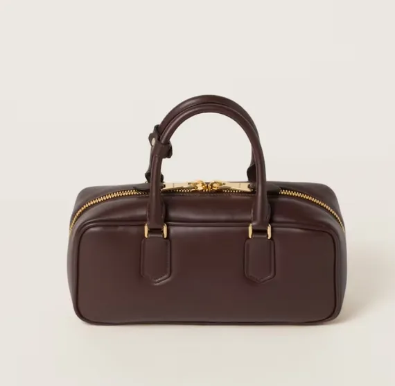 Кожаная сумка Miu Miu Arcadie тёмно-коричневый