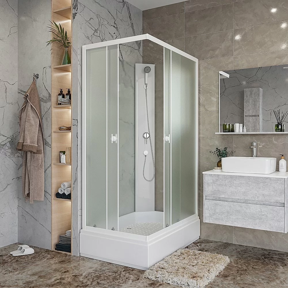 Душевая кабина Niagara Promo P110/80/26Q/MT/BK 110х80 без крыши, матовое/профиль белый