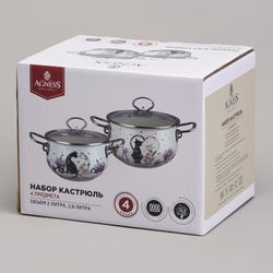 НАБОР КАСТРЮЛЬ ЭМАЛИРОВАННЫЙ, СЕРИЯ "LAVENDER CATS" 4ПР. 2,0/2,8Л ДИА.18/20СМ