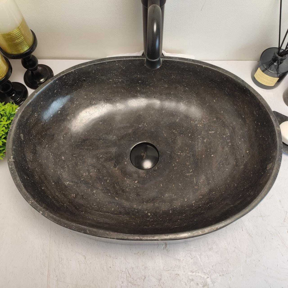 Раковина из мрамора Oval Black OM-60701 52*38*14