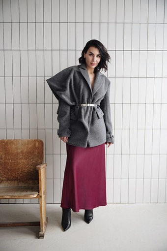 Пиджак - пальто с косынкой oversize