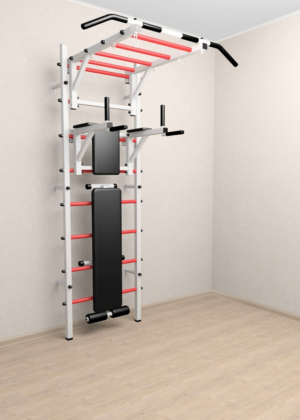 Шведская стенка Sv Sport усиленная 624 (Турник рукоход/Брусья/Скамья)