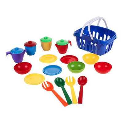 Пластмассовый игрушечный набор "Посуда с корзинкой" РР 2015-004
