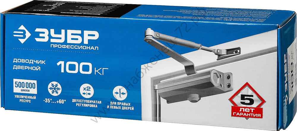 ЗУБР до 100 кг, цвет белый, дверной доводчик, Профессионал (37911-100)