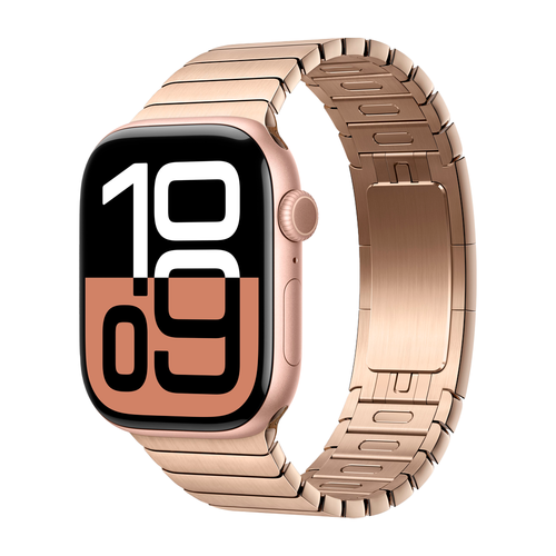 Умные часы Apple Watch Series 10 GPS, 46mm, Rose Gold Aluminium Case with Link Bracelet, Gold
