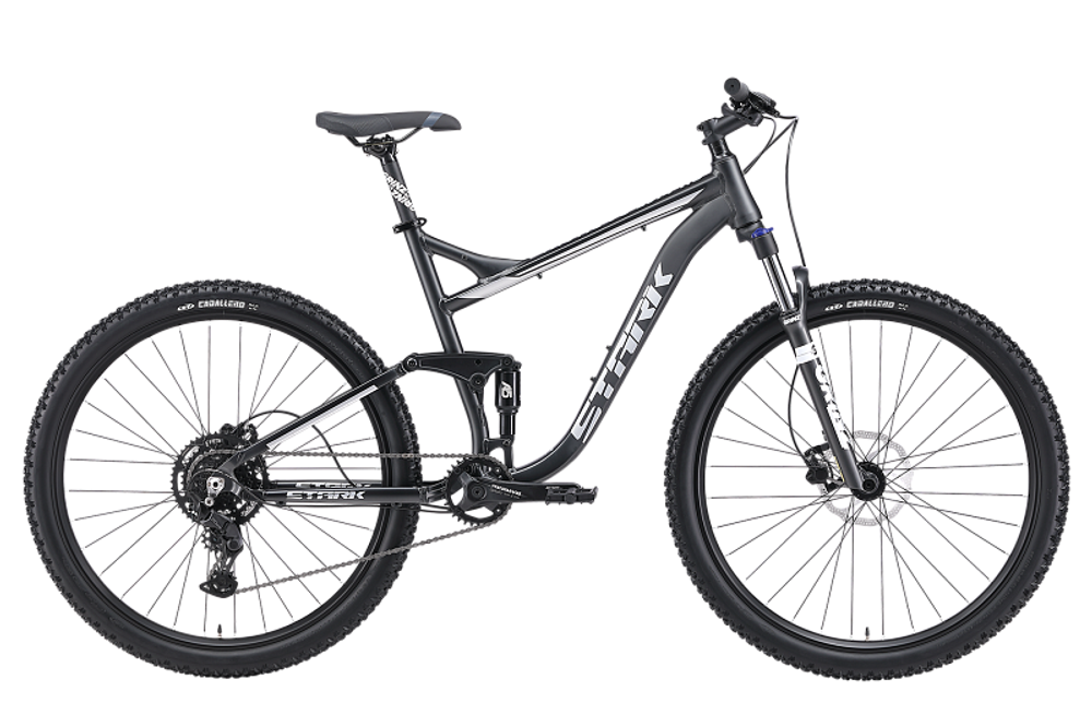Велосипед 29" Stark'24 Tactic FS 29.4 HD р.18" серый матовый/серебристый металлик